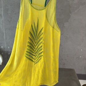 Francesca’s swim coverup Yellow Mesh Stretch M/L